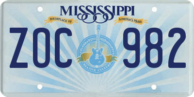MS license plate ZOC982