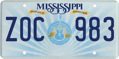 MS license plate ZOC983