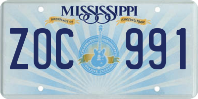MS license plate ZOC991