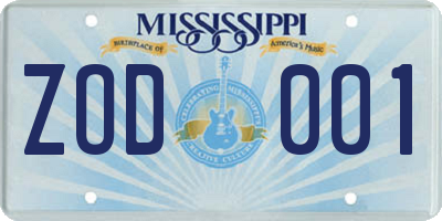MS license plate ZOD001