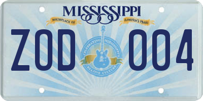 MS license plate ZOD004