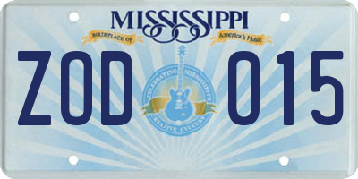 MS license plate ZOD015