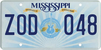 MS license plate ZOD048