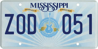 MS license plate ZOD051