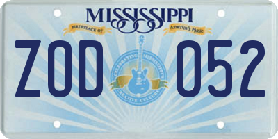 MS license plate ZOD052
