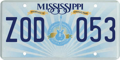 MS license plate ZOD053