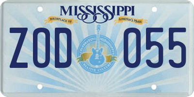 MS license plate ZOD055