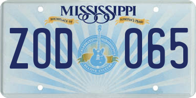 MS license plate ZOD065