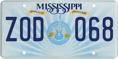 MS license plate ZOD068