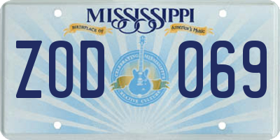 MS license plate ZOD069