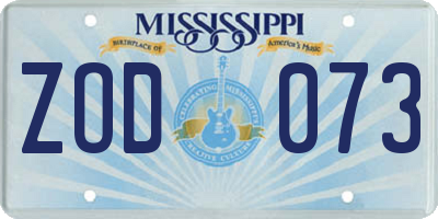 MS license plate ZOD073