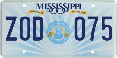 MS license plate ZOD075