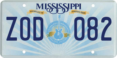 MS license plate ZOD082