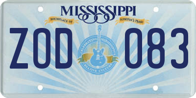 MS license plate ZOD083