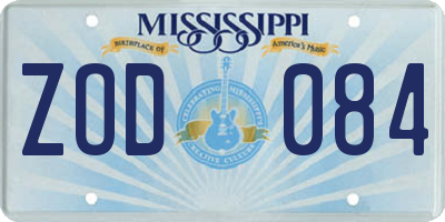 MS license plate ZOD084