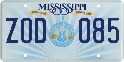 MS license plate ZOD085