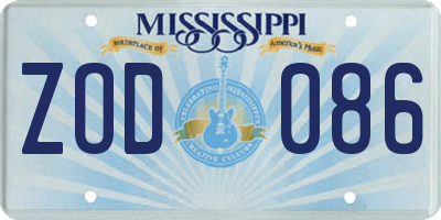 MS license plate ZOD086