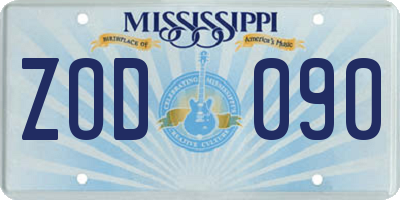 MS license plate ZOD090