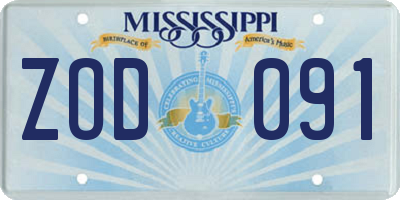 MS license plate ZOD091