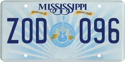MS license plate ZOD096
