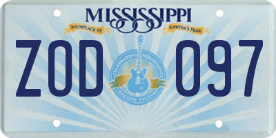 MS license plate ZOD097