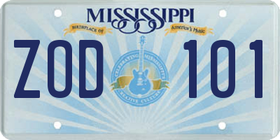MS license plate ZOD101