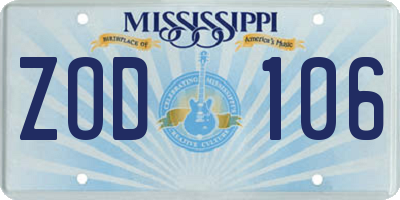 MS license plate ZOD106