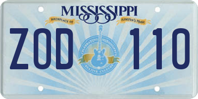MS license plate ZOD110