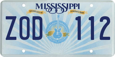 MS license plate ZOD112