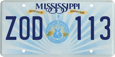 MS license plate ZOD113