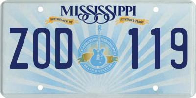 MS license plate ZOD119