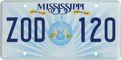 MS license plate ZOD120