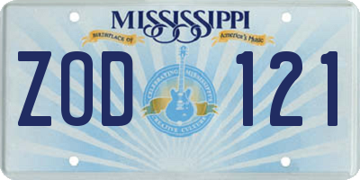 MS license plate ZOD121