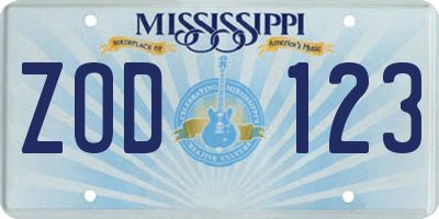 MS license plate ZOD123