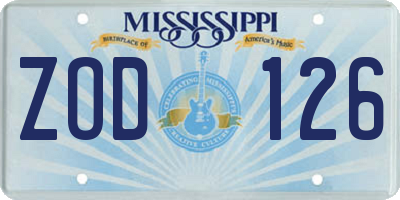MS license plate ZOD126