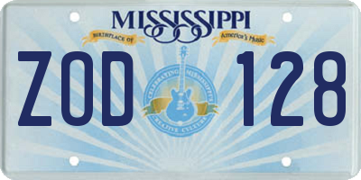 MS license plate ZOD128