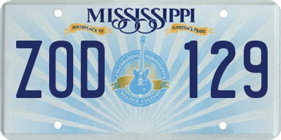 MS license plate ZOD129