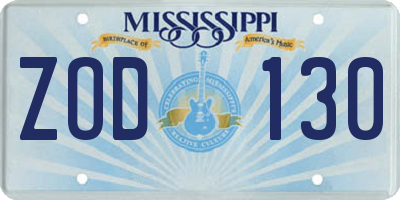 MS license plate ZOD130