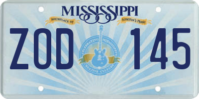 MS license plate ZOD145
