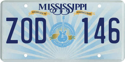 MS license plate ZOD146