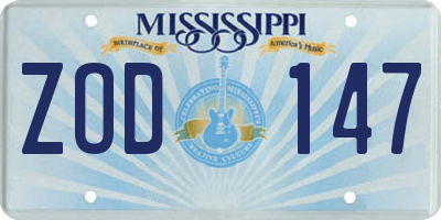 MS license plate ZOD147