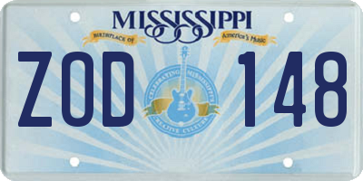MS license plate ZOD148