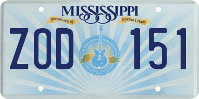 MS license plate ZOD151