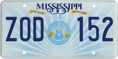 MS license plate ZOD152