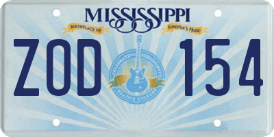 MS license plate ZOD154