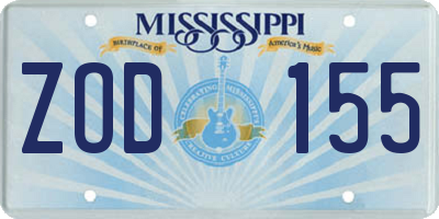 MS license plate ZOD155