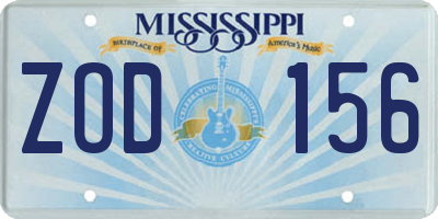 MS license plate ZOD156