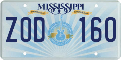 MS license plate ZOD160
