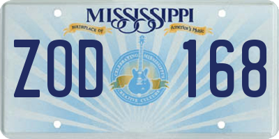 MS license plate ZOD168