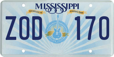 MS license plate ZOD170